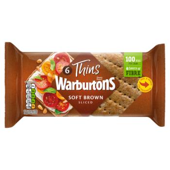 Warburtons 6 Thins Soft Brown Sliced