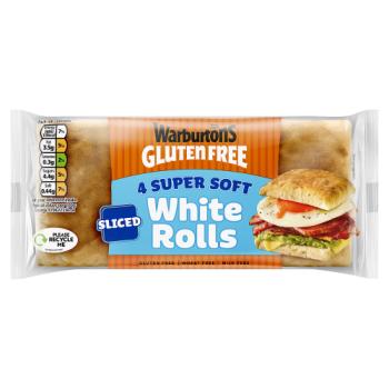 Warburtons Gluten Free 4 Super Soft Sliced Square Rolls