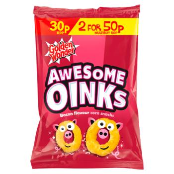 Golden Wonder Awesome Oinks Bacon Flavour Corn Snacks 25g