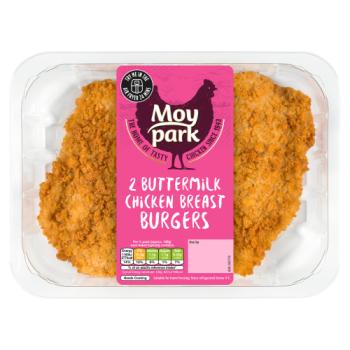 Moy park 2 Buttermilk Chicken Breast Burgers 300g