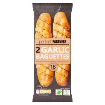 Perfect Partners 2 Garlic Baguettes 338g