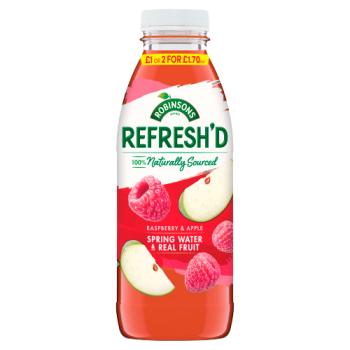 Robinsons Refresh'd Raspberry & Apple Spring Water With Real Fruit 500ml