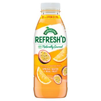 Robinsons Refresh'd Orange & Passion Fruit Spring Water With Real Fruit 500ml