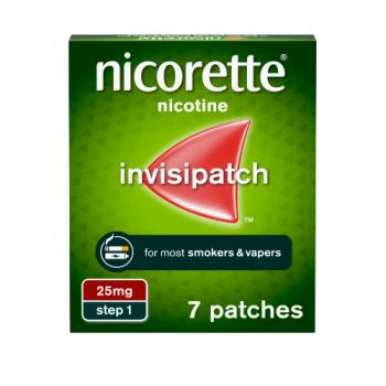 Nicorette Invisi 25mg Patch Step 1 7 Patches Stop Smoking and Stop Vaping Aid