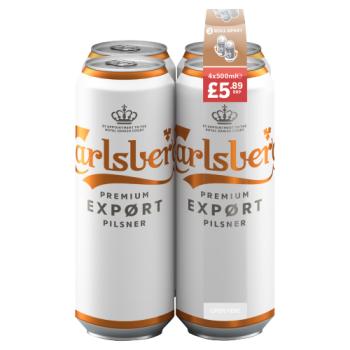 Carlsberg Export Lager Beer 4 X 500ml Pmp £5.89