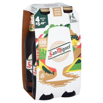 San Miguel Premium Lager Beer 4 X 330ml Pmp £5.49