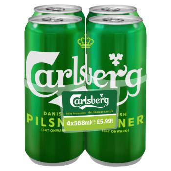 Carlsberg Lager Beer 4 x 568ml PMP £5.99