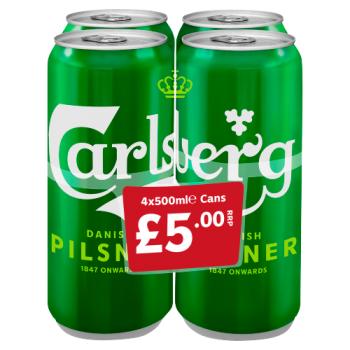 Carlsberg Lager Beer 4 x 500ml PMP £5