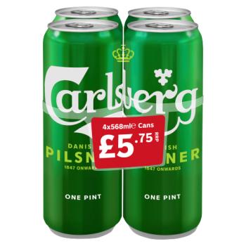 Carlsberg Lager Beer 4 x 568ml PMP £5.75