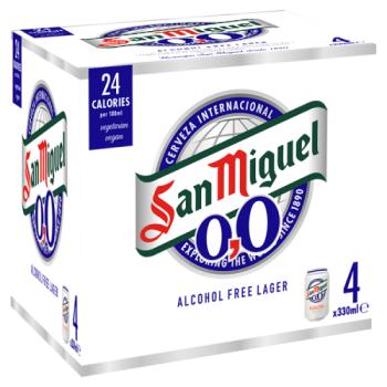 San Miguel Alcohol Free Lager Beer 4 X 330ml Cans