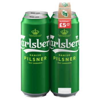 Carlsberg Pilsner Lager Beer 4 x 500ml PM £5.25 Cans