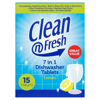 Clean 'n Fresh 7 in 1 Dishwasher Tablets Lemon 15 Tablets 225g