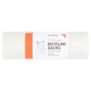 Polylina 20 Flush Top Standard Recycling Sacks 70 Litre