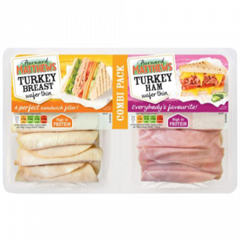 Bernard Matthews Turkey Breast & Turkey Ham Wafer Thin Combi Pack 240g 