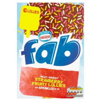 Fab Strawberry Ice Lollies 6x58ml 