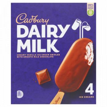 Cadbury Dairy Milk Ice Creams 4 x 100ml (400ml)