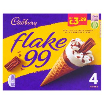 Cadbury Flake 99 Ice Cream Cones 4 x 125ml