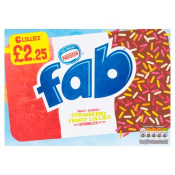Fab Strawberry Fruity Lollies 6 x 58ml