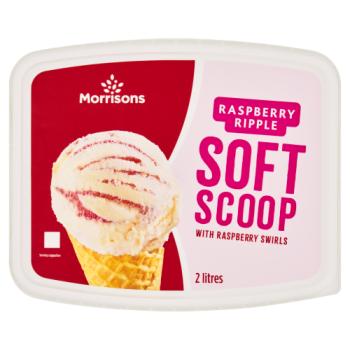 Morrisons Raspberry Ripple Soft Scoop with Raspberry Swirls 2 Litres