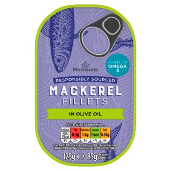 Morrisons Mackerel Fillets in Olive Oil 125g