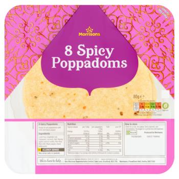 Morrisons 8 Spicy Poppadoms 80g