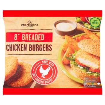 Morrisons 8 Breaded Chicken Burgers 456g