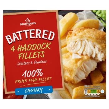 Morrisons 4 Chunky Battered Haddock Fillets 500g