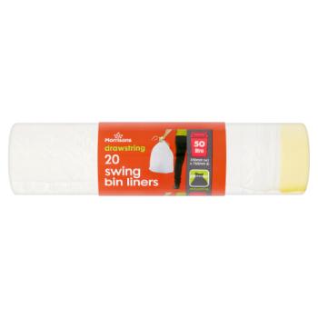 Morrisons 20 Drawstring Swing Bin Liners 50 Litre