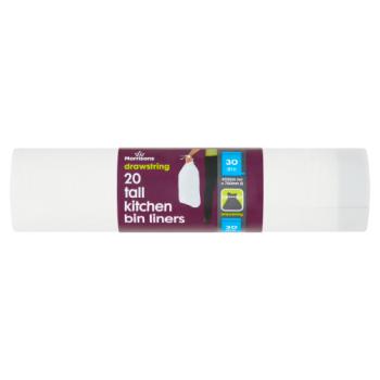 Morrisons Drawstrings 20 Tall Kitchen Bin Liners 30L