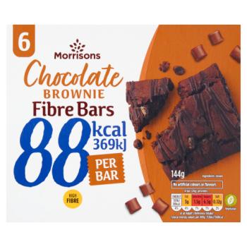 Morrisons 6 Chocolate Brownie Fibre Bars 144g