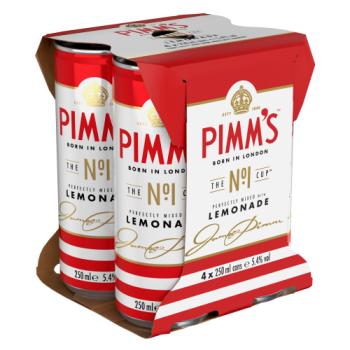 Pimm's No.1 and Lemonade Ready to Drink premix 5.4% vol 4x250ml Can