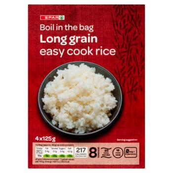 SPAR Boil in the Bag Long Grain Easy Cook Rice 4 x 125g (500g)