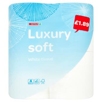 SPAR Luxury Soft White Tissue 3 Ply 4 Rolls