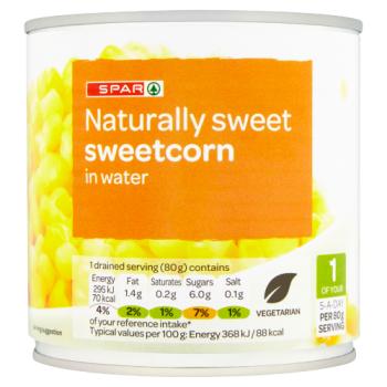 Spar Naturally Sweet Sweetcorn in Water 320g