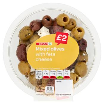 Spar Mixed Olives With Feta Cheese 150g