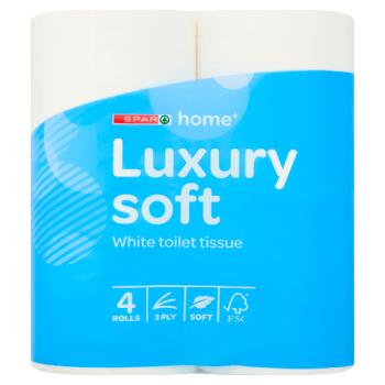 SPAR Home+ Luxury Soft White Toilet Tissue 3 Ply 4 Rolls
