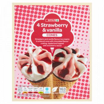 SPAR Strawberry & Vanilla Cones 4 x 100ml (400ml)