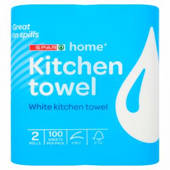 SPAR Home+ White Kitchen Towel 2 Ply 2 Rolls