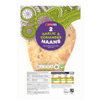 Spar 2 Garlic & Coriander Naans 260g