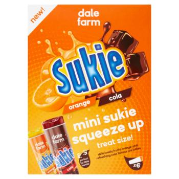 Dale Farm Sukie Orange, Cola Mini Sukie Squeeze Up 6 x 80g