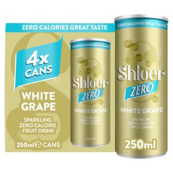 Shloer White Grape Sparkling Zero Calorie Fruit Drink 4 x 250ml