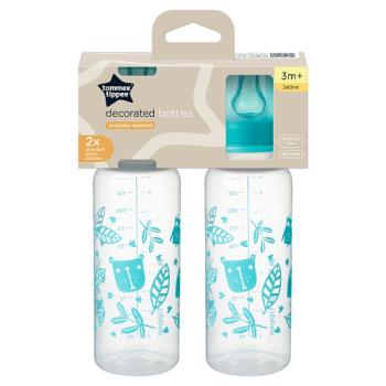 Tommee Tippee 2x Everyday Essential Decorated Baby Bottles, Medium Flow for 3m+