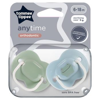 Tommee Tippee 2x Anytime Soothers, Symmetrical, BPA Free, Steriliser Pod, 6-18m