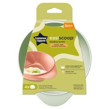 Tommee Tippee 4x Easiscoop Baby Feeding Bowls, Triangular Base, Handle, 6m+