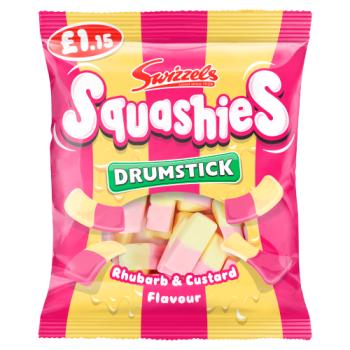 Swizzels Rhubarb & Custard Flavour Drumstick Squashies 120g
