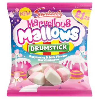 Swizzels Marvellous Mallows Drumstick Raspberry and Milk Flavour Marshmallow 100g