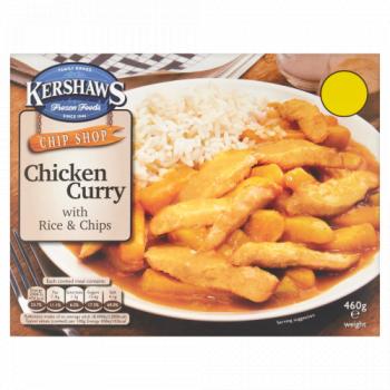 Kershaws Chip Shop Chicken Curry With Rice & Chips 460g