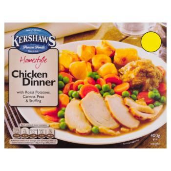 Kershaws Homestyle Chicken Dinner with Roast Potatoes, Carrots, Peas & Stuffing 400g