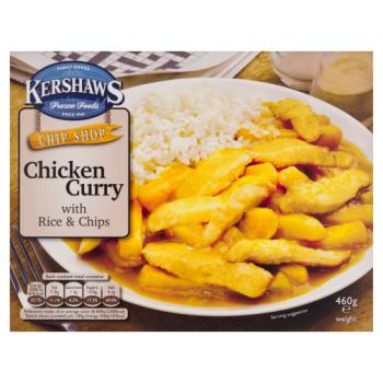 Kershaws Chip Shop Chicken Curry with Rice & Chips 460g