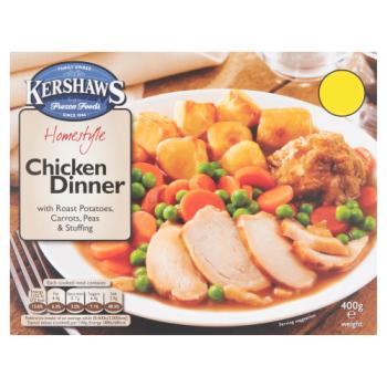 Kershaws Homestyle Chicken Dinner with Roast Potatoes, Carrots, Peas & Stuffing 400g